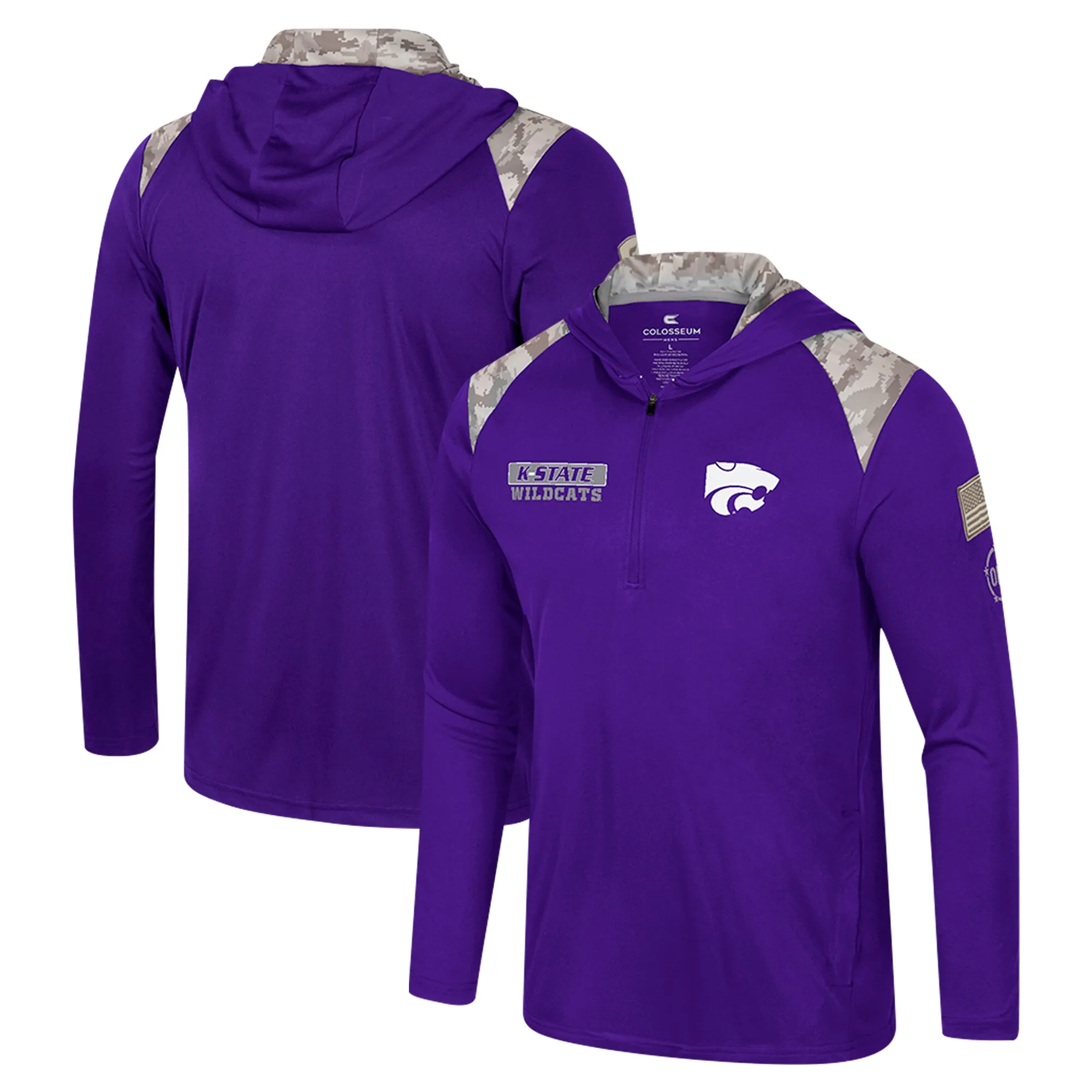 Colosseum Kansas State Wildcats Purple OHT Military Appreciation Quarter-Zip Hoodie Jacket