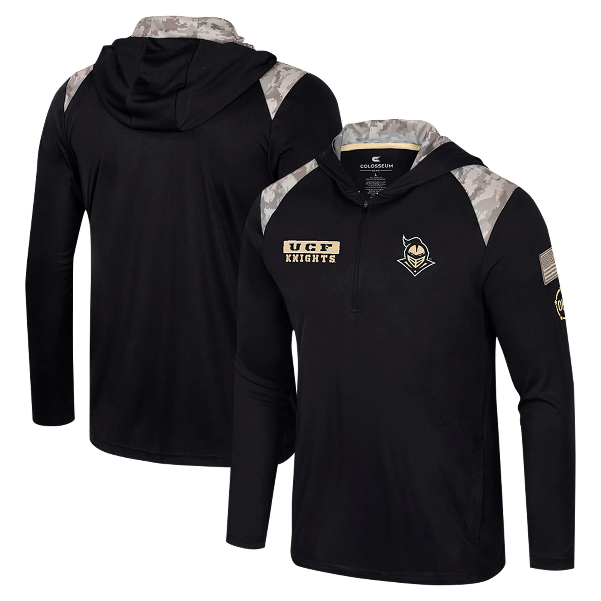 Colosseum UCF Knights Black OHT Military Appreciation Quarter-Zip Hoodie Jacket