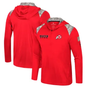 Colosseum Utah Utes Red OHT Military Appreciation Quarter-Zip Hoodie Jacket