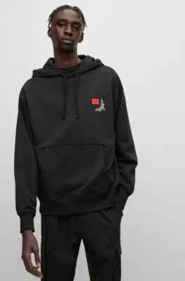 Cotton-terry hoodie with logo label and seasonal artwork