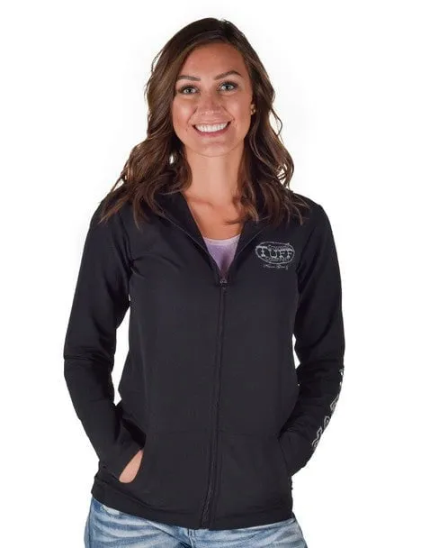 Cowgirl Tuff Womens Full Zip Unlined Black Poly/Spandex Hoodie