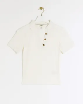 Cream Crochet Polo T-Shirt