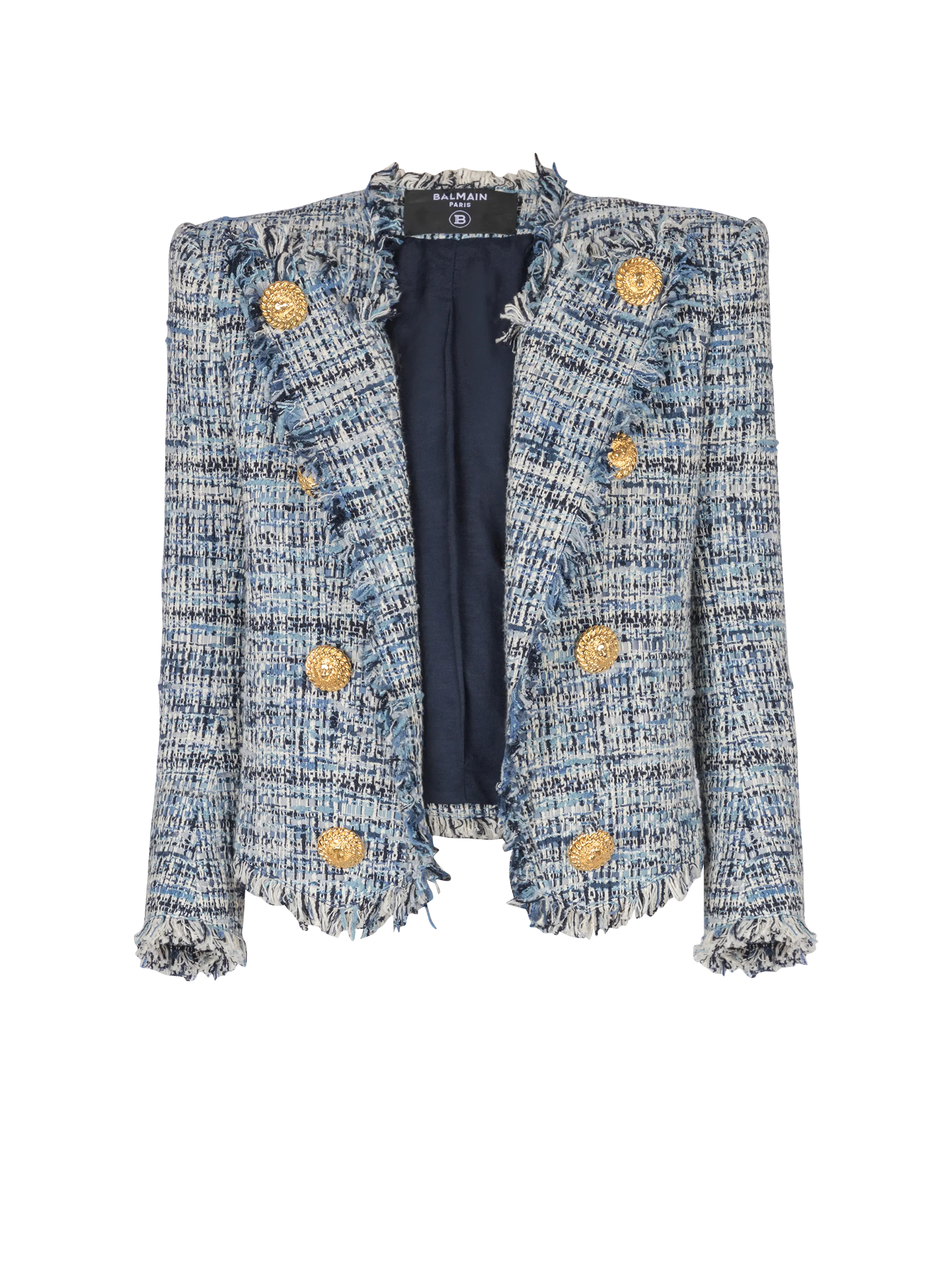 Cropped tweed edge-to-edge jacket with 8 buttons