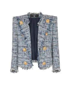 Cropped tweed edge-to-edge jacket with 8 buttons