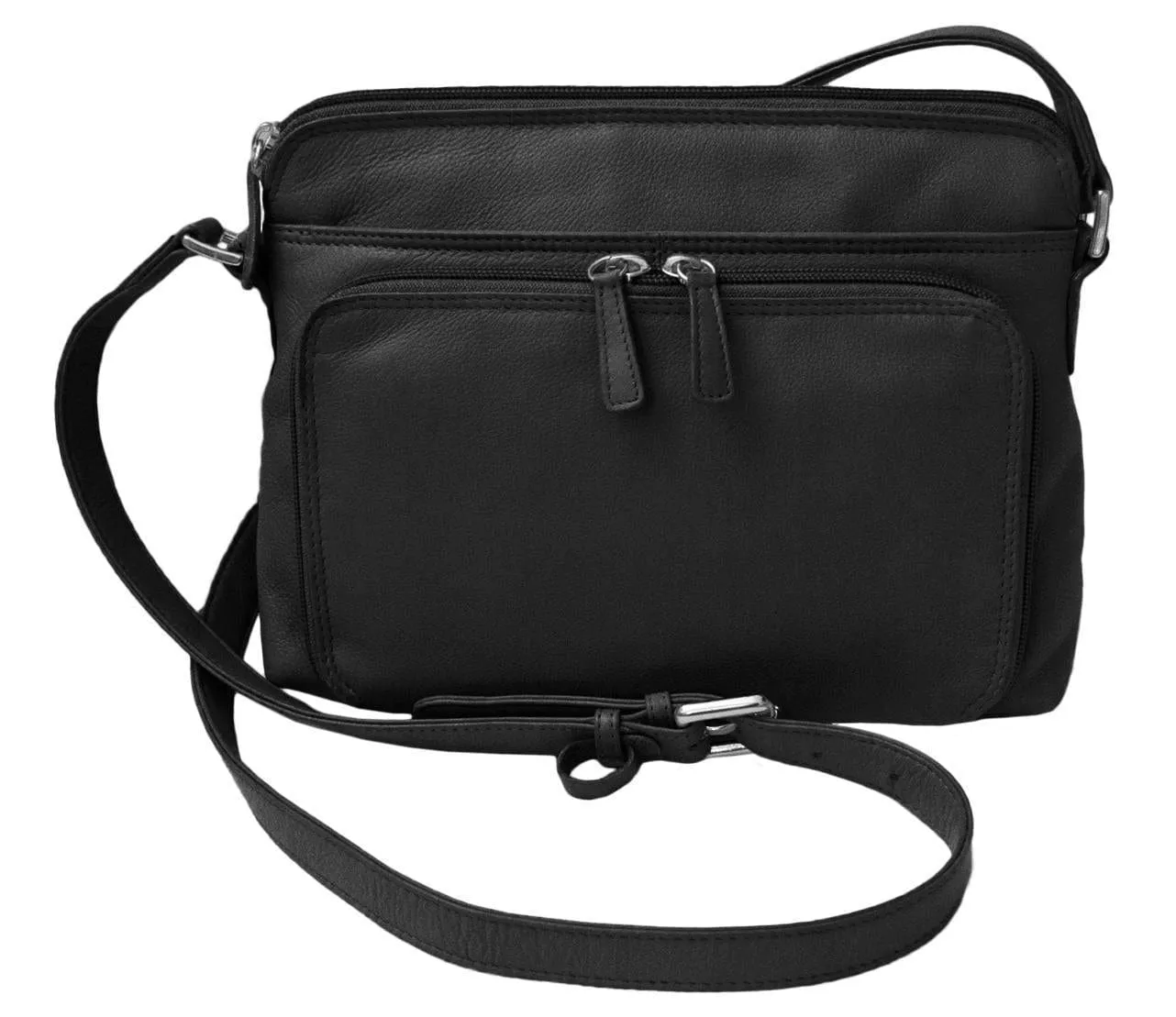 CTM Women's Leather Shoulder Bag Purse with Side Organizer