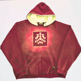 Custom Order: Large Heavy Cotton Maroon Red Bleach Art Hoodie for Scott K.