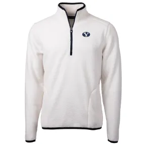 Cutter & Buck BYU Cougars Cream Team Logo Cascade Eco Sherpa Fleece Quarter-Zip Pullover Jacket