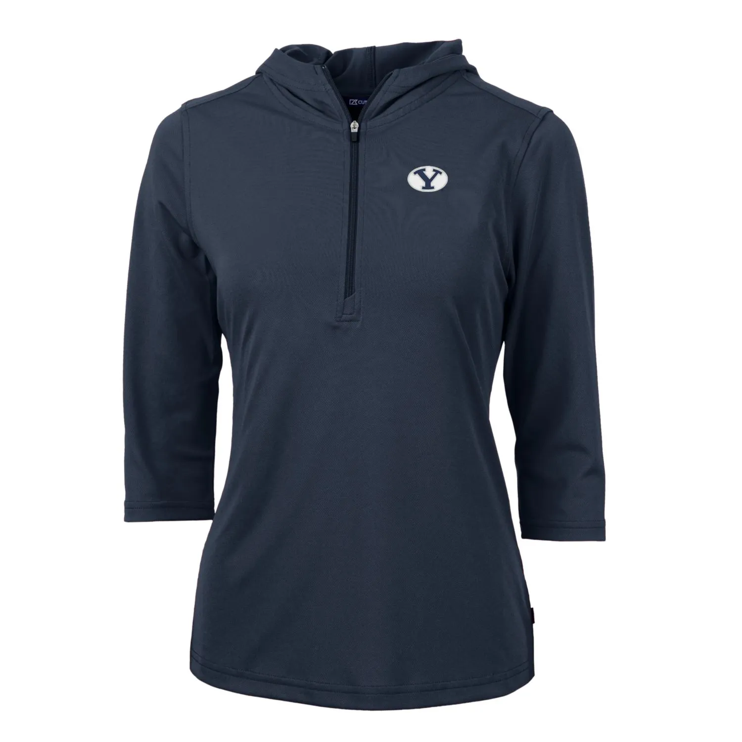 Cutter & Buck BYU Cougars Women's Navy Virtue Eco Pique Half-Zip 3/4 Sleeve Pullover Hoodie