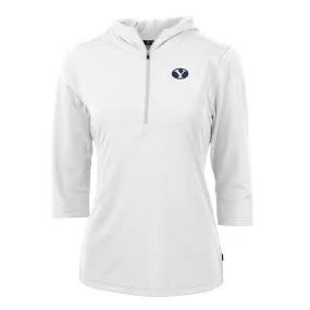 Cutter & Buck BYU Cougars Women's White Virtue Eco Pique Half-Zip 3/4 Sleeve Pullover Hoodie