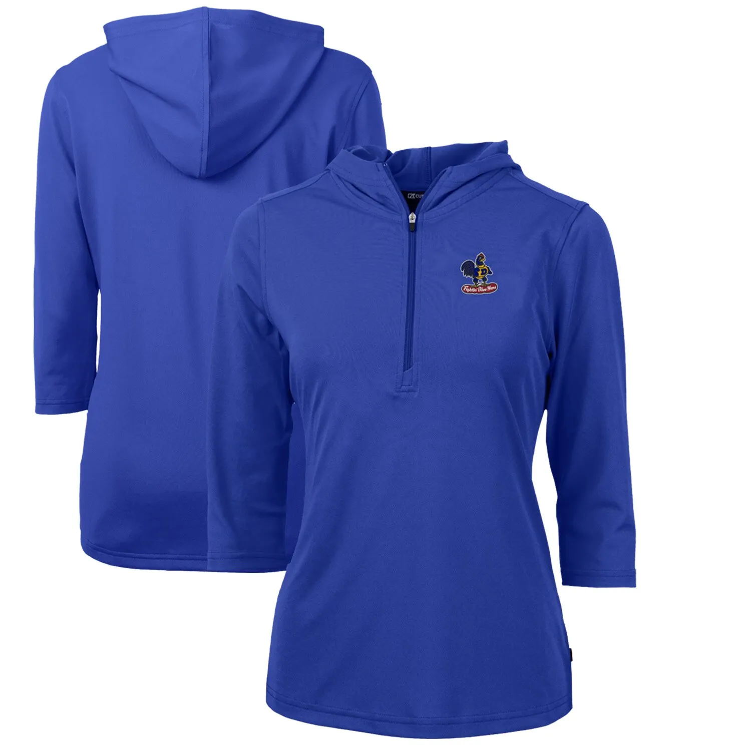 Cutter & Buck Delaware Fightin' Blue Hens Women's Royal Vault Virtue Eco Pique Recycled Half-Zip Pullover Hoodie