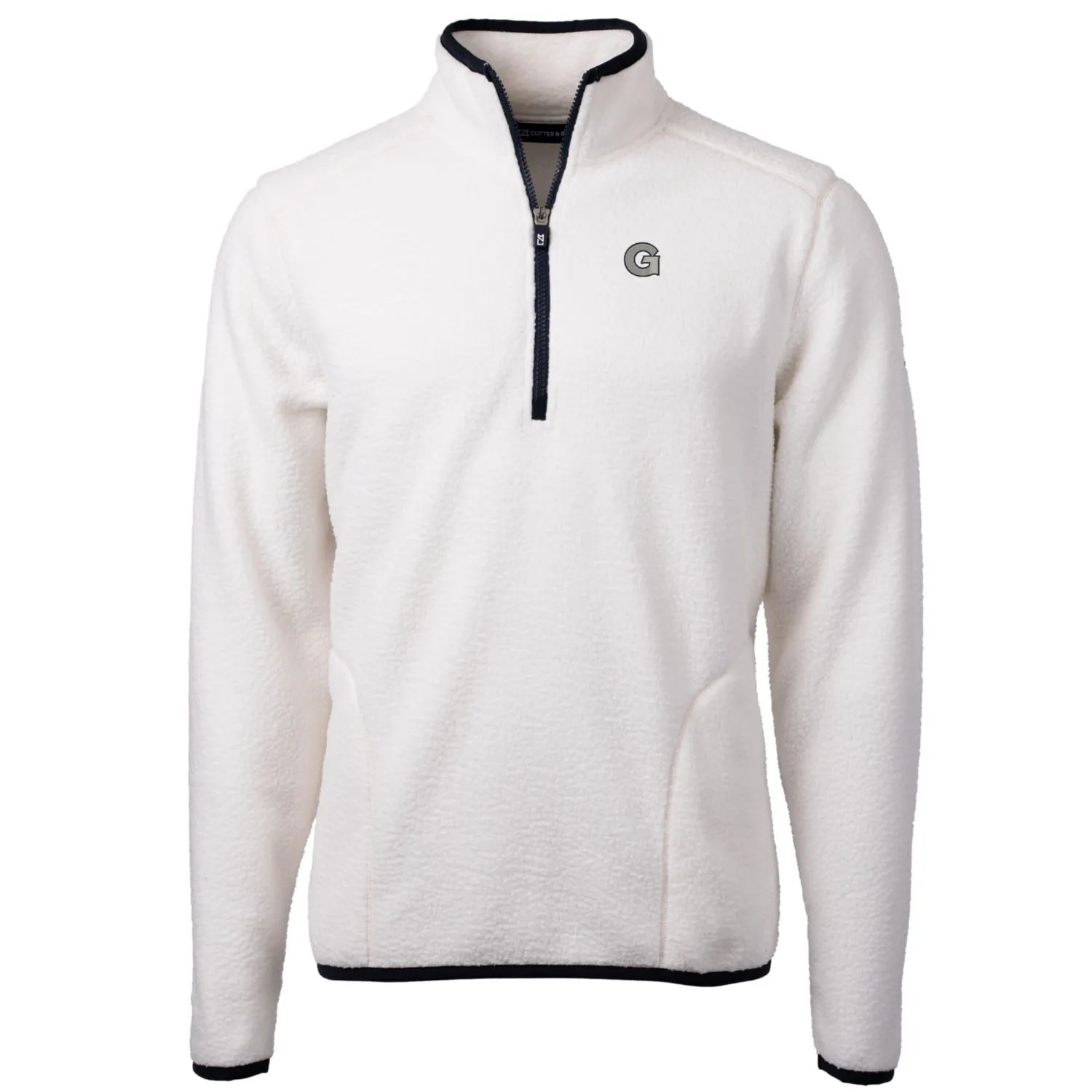 Cutter & Buck Georgetown Hoyas Cream Team Logo Cascade Eco Sherpa Fleece Quarter-Zip Pullover Jacket