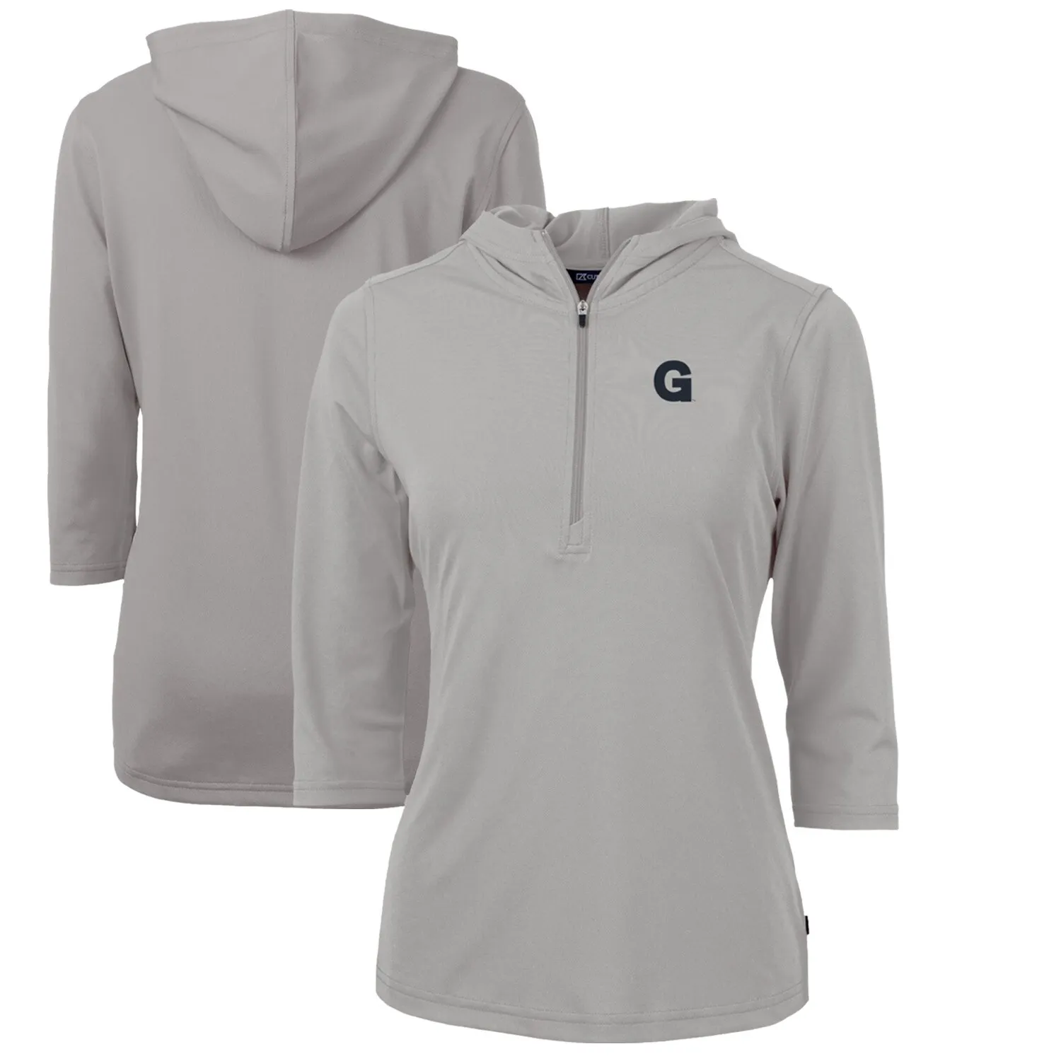 Cutter & Buck Gonzaga Bulldogs Women's Gray Vault Virtue Eco Pique Recycled Half-Zip Pullover Hoodie