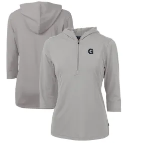 Cutter & Buck Gonzaga Bulldogs Women's Gray Vault Virtue Eco Pique Recycled Half-Zip Pullover Hoodie