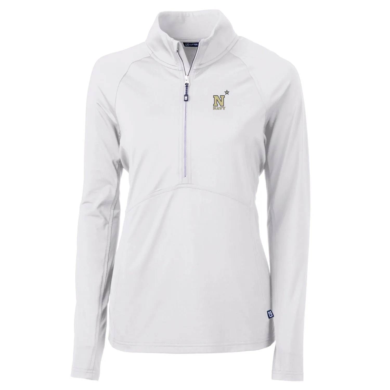 Cutter & Buck Navy Midshipmen Women's White Adapt Eco Knit Half-Zip Pullover Jacket