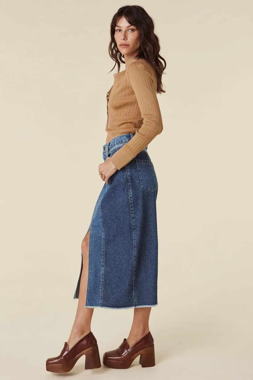 Daisy Patchwork Denim Skirt