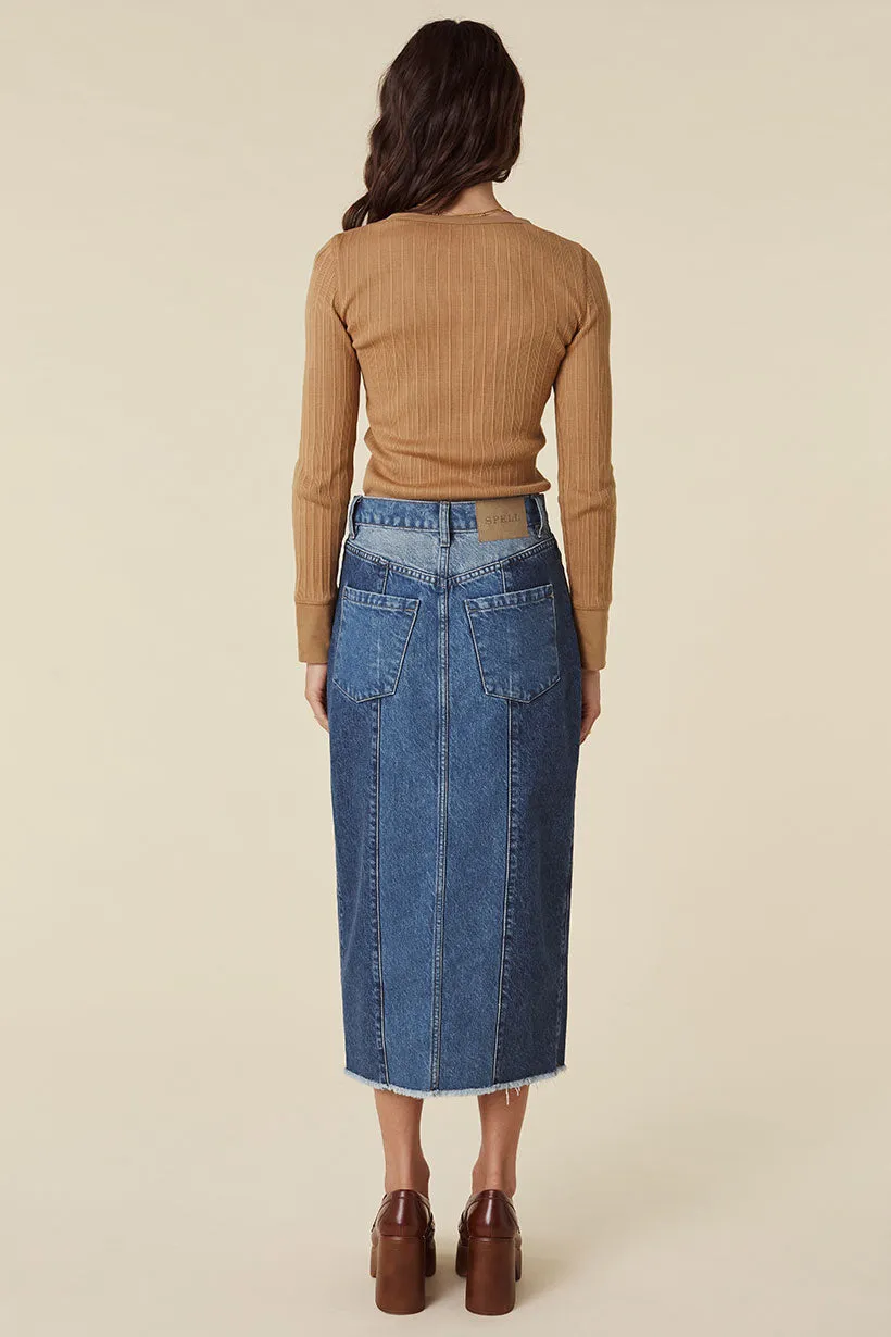 Daisy Patchwork Denim Skirt