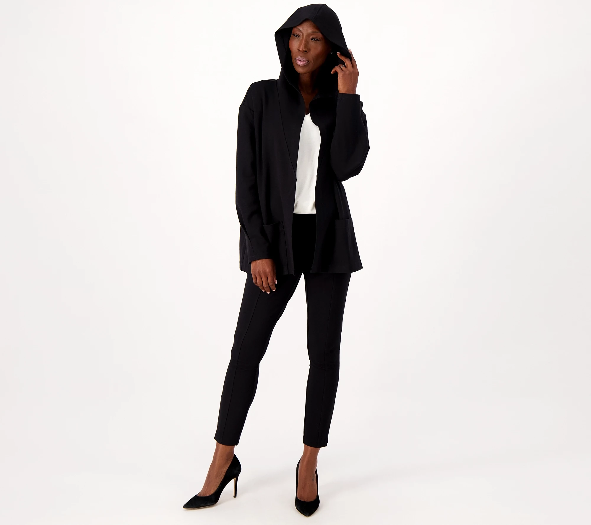 Day2Day by Duette NYC Petite Ponte Knit Hooded Jacket