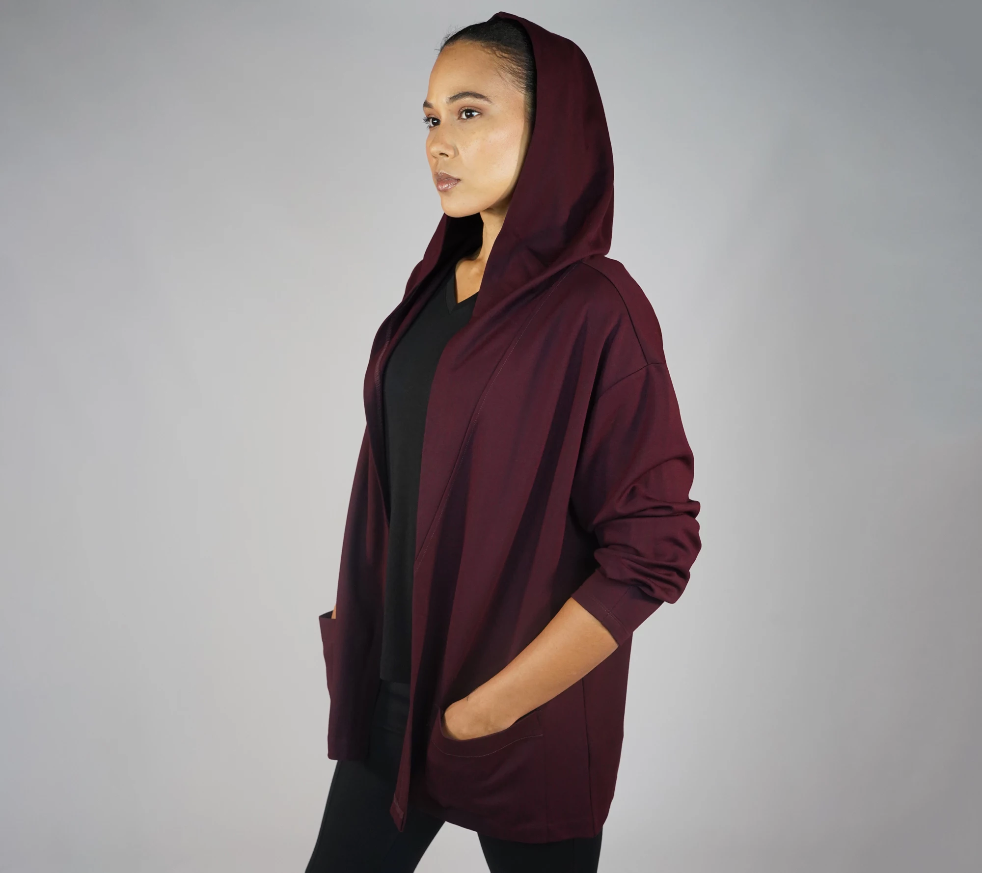 Day2Day by Duette NYC Petite Ponte Knit Hooded Jacket