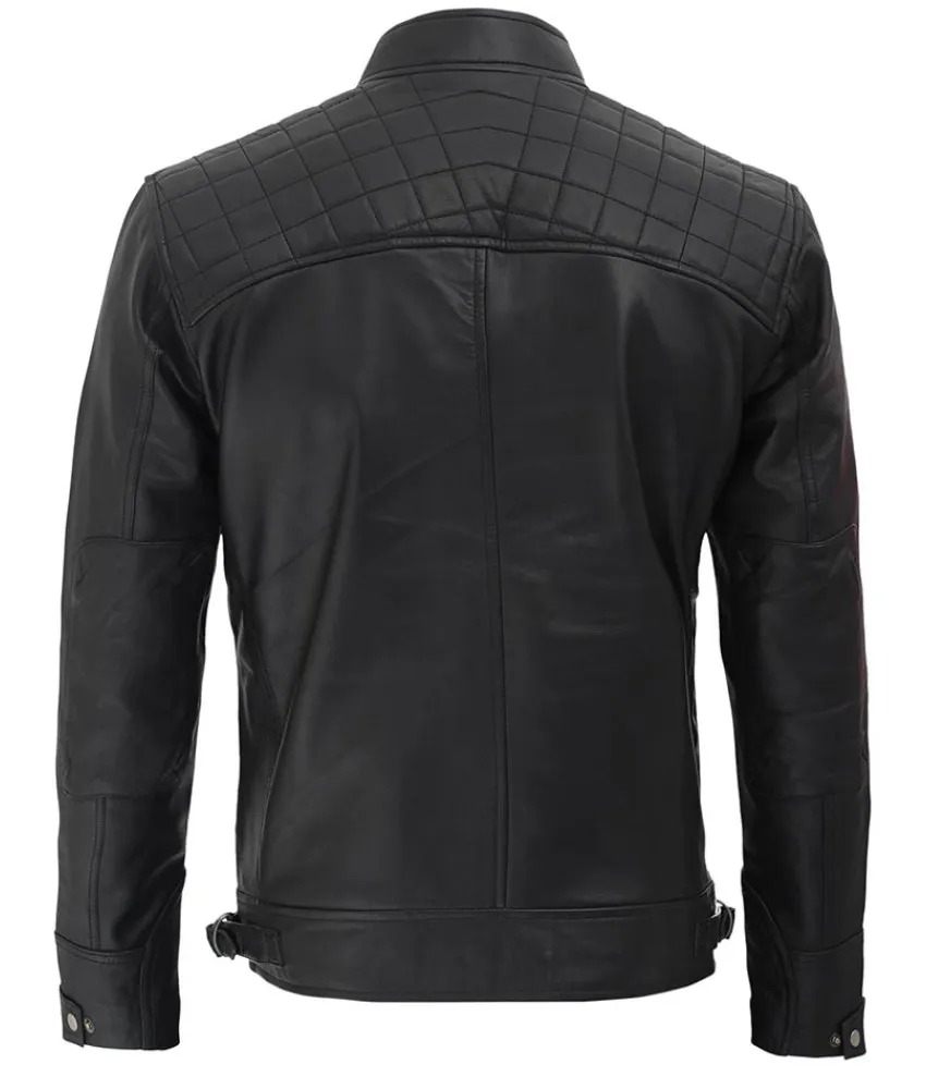 Diamond Classic Black Cafe Racer Biker Jacket - SB-010