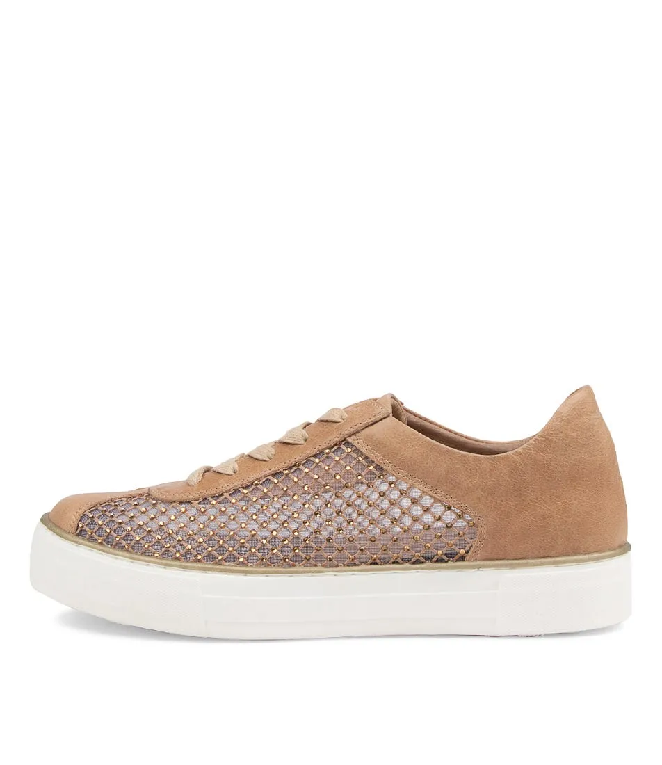 DJANGO & JULIETTE Fabia Latte Leather Sneakers