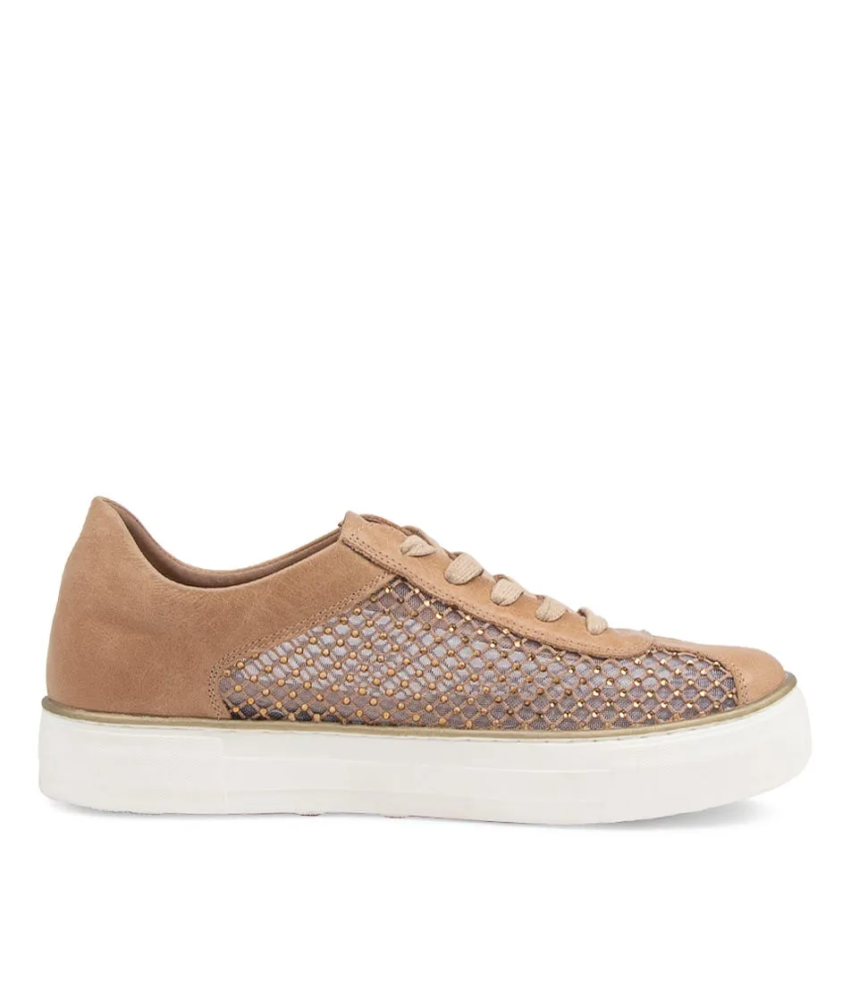 DJANGO & JULIETTE Fabia Latte Leather Sneakers