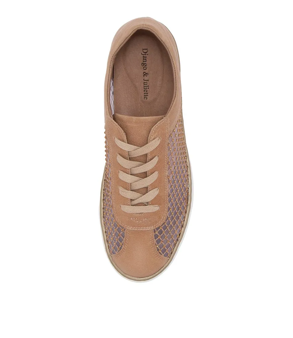 DJANGO & JULIETTE Fabia Latte Leather Sneakers