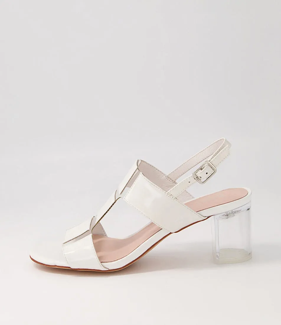 DJANGO & JULIETTE Sheree White Clear Patent Vinylite Sandals