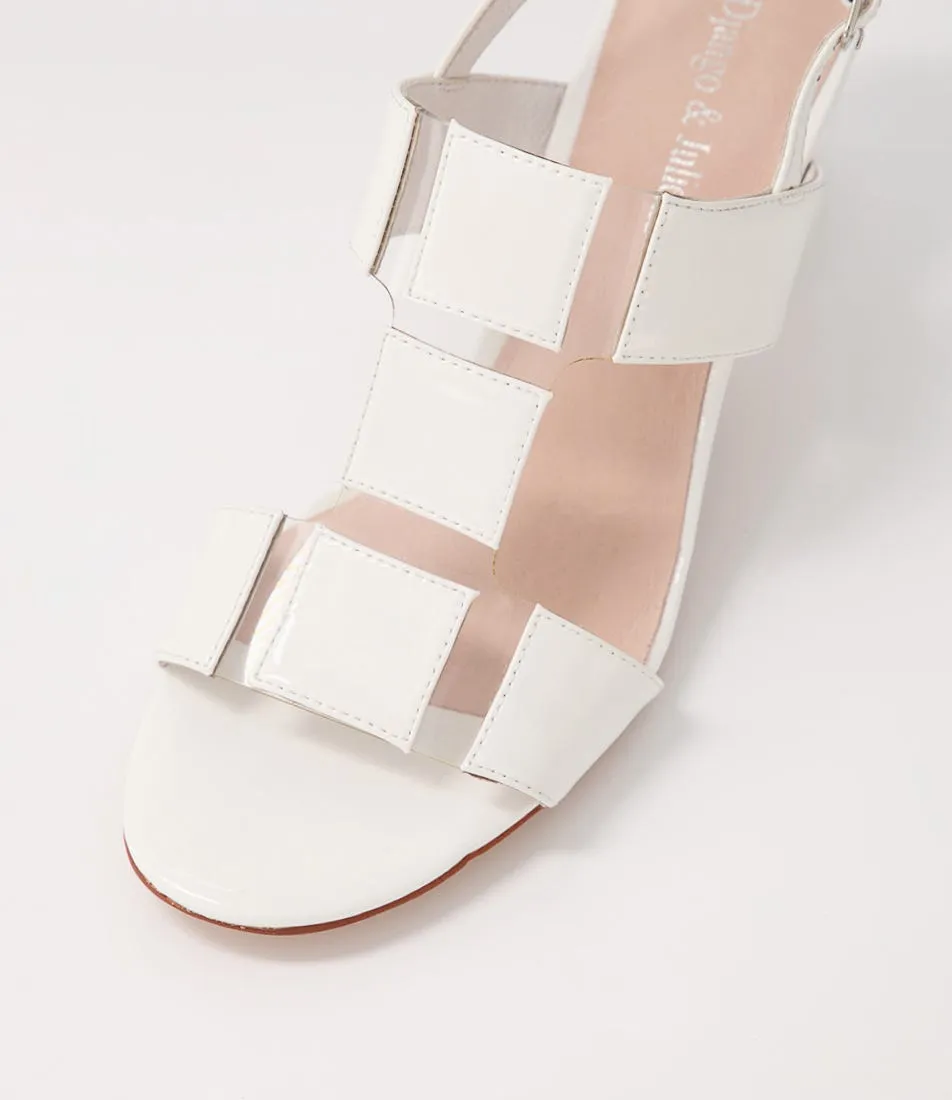 DJANGO & JULIETTE Sheree White Clear Patent Vinylite Sandals