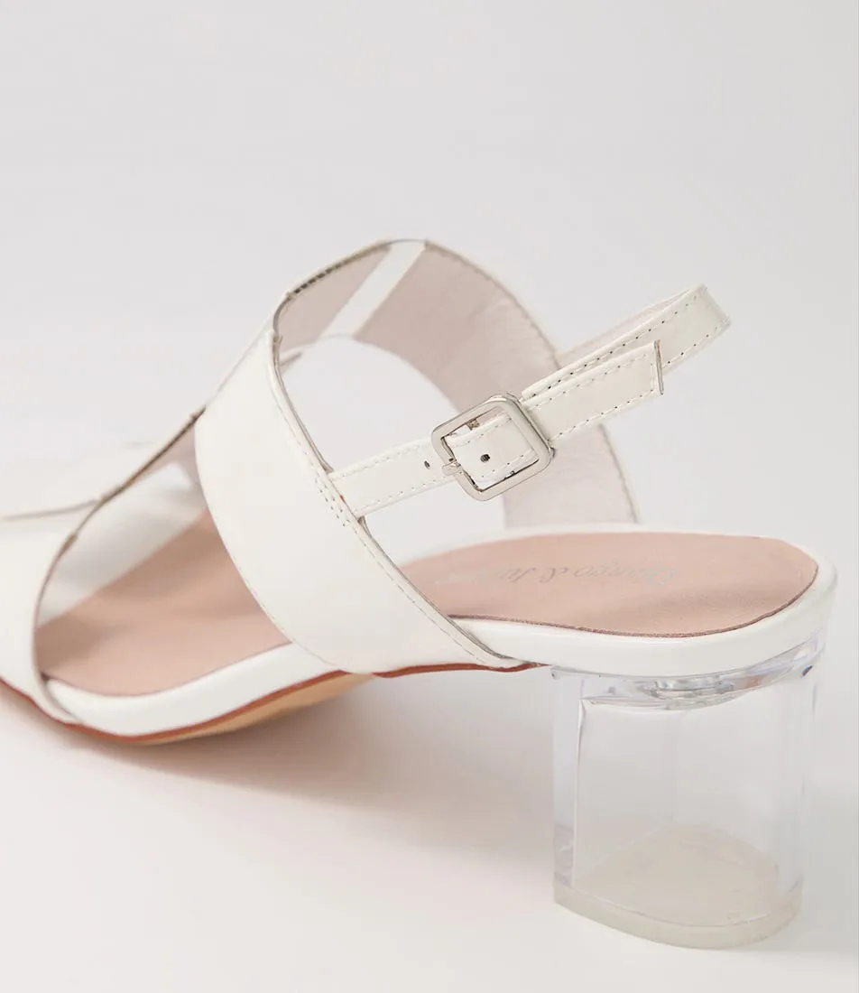 DJANGO & JULIETTE Sheree White Clear Patent Vinylite Sandals