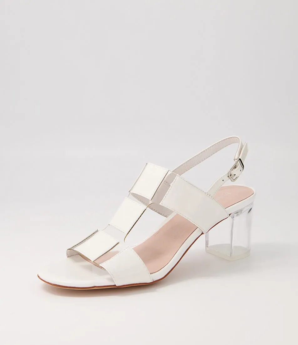 DJANGO & JULIETTE Sheree White Clear Patent Vinylite Sandals