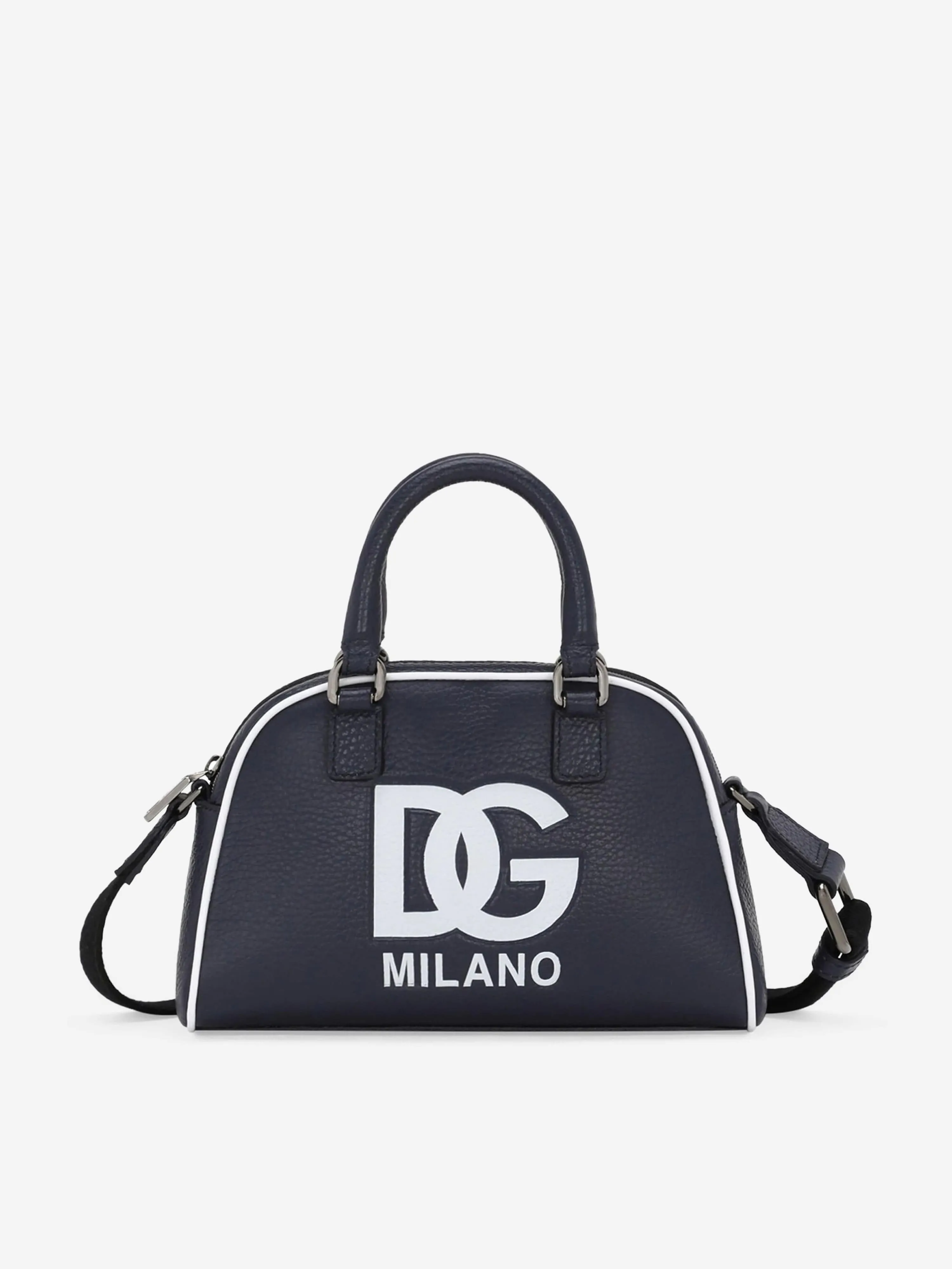 Dolce & Gabbana Girls Leather Milano Logo Shoulder Bag in Blue