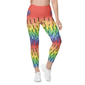 Dripping Rainbow Leggings With Pockets