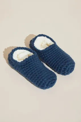 Eberjey Plush Ankle Slipper Socks in Indigo Blue 