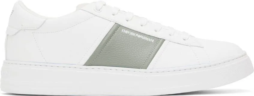 Emporio Armani White & Gray Logo Sneakers