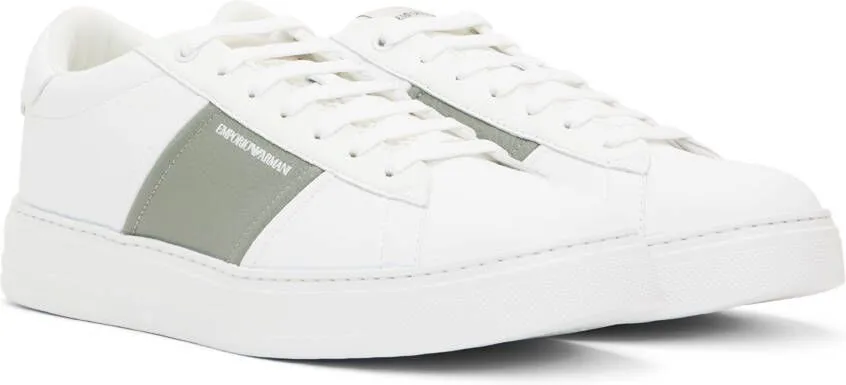 Emporio Armani White & Gray Logo Sneakers