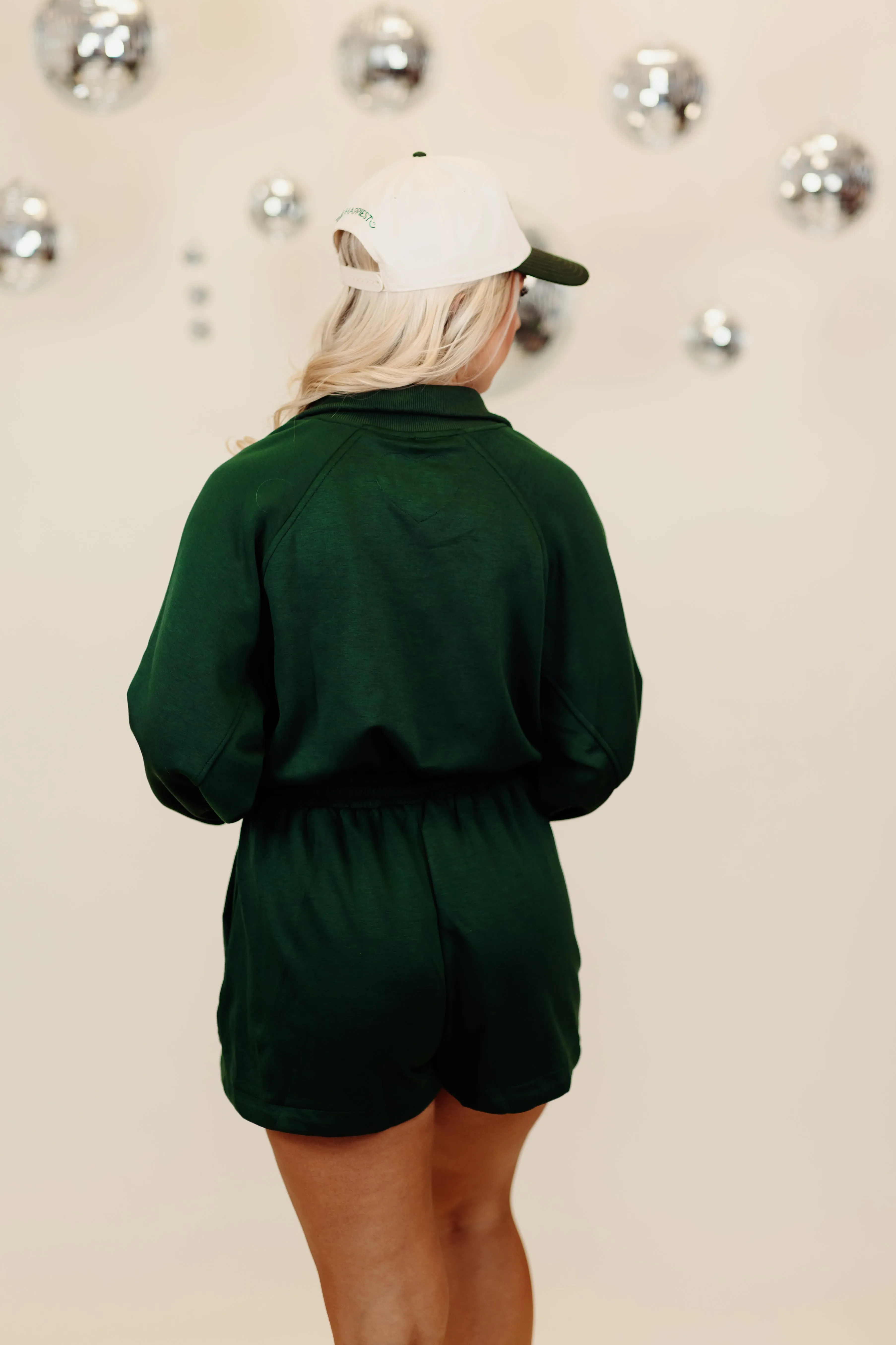 Evergreen Half Zip Long Sleeve Romper