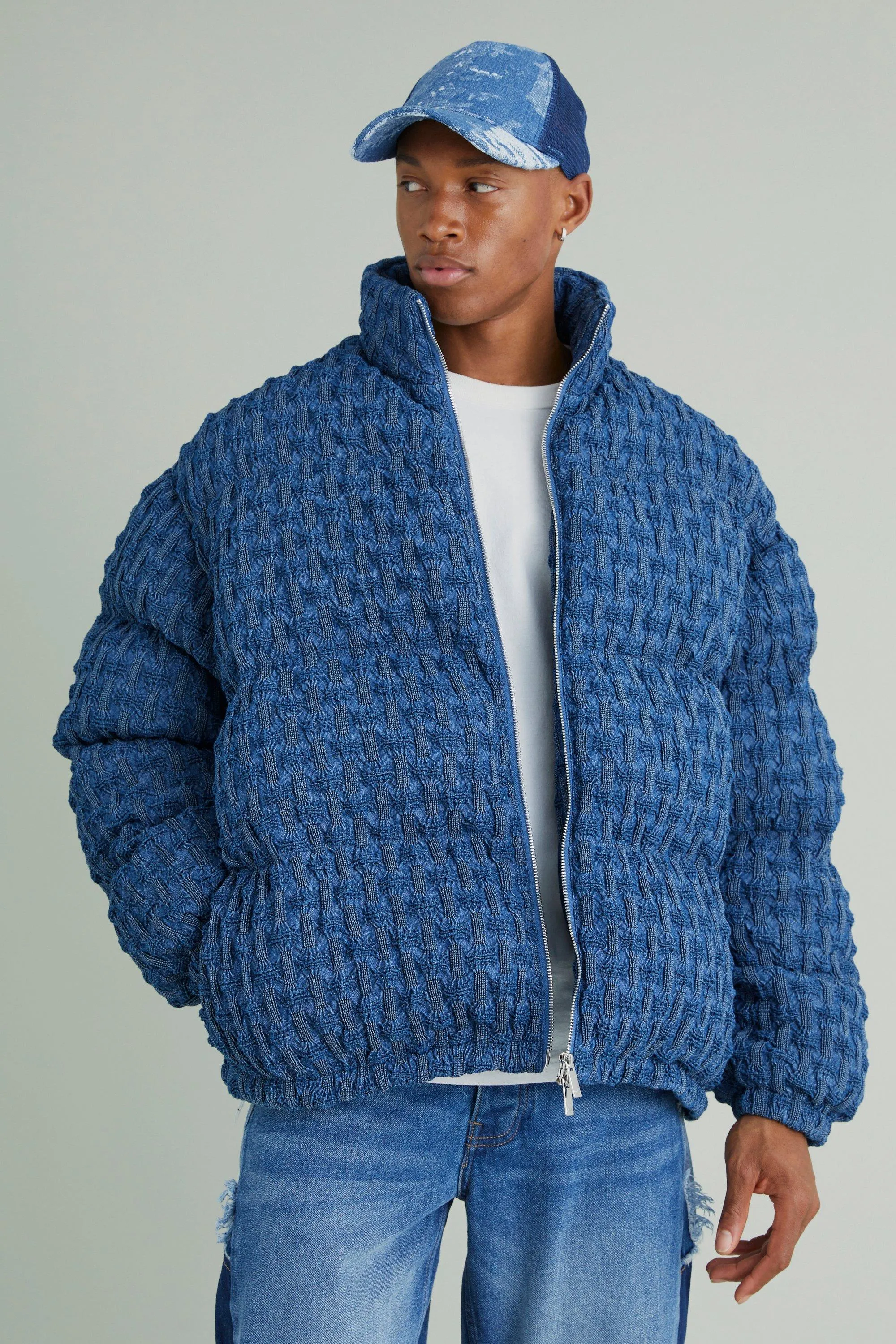 Fabric Interest Boxy Padded Bomber