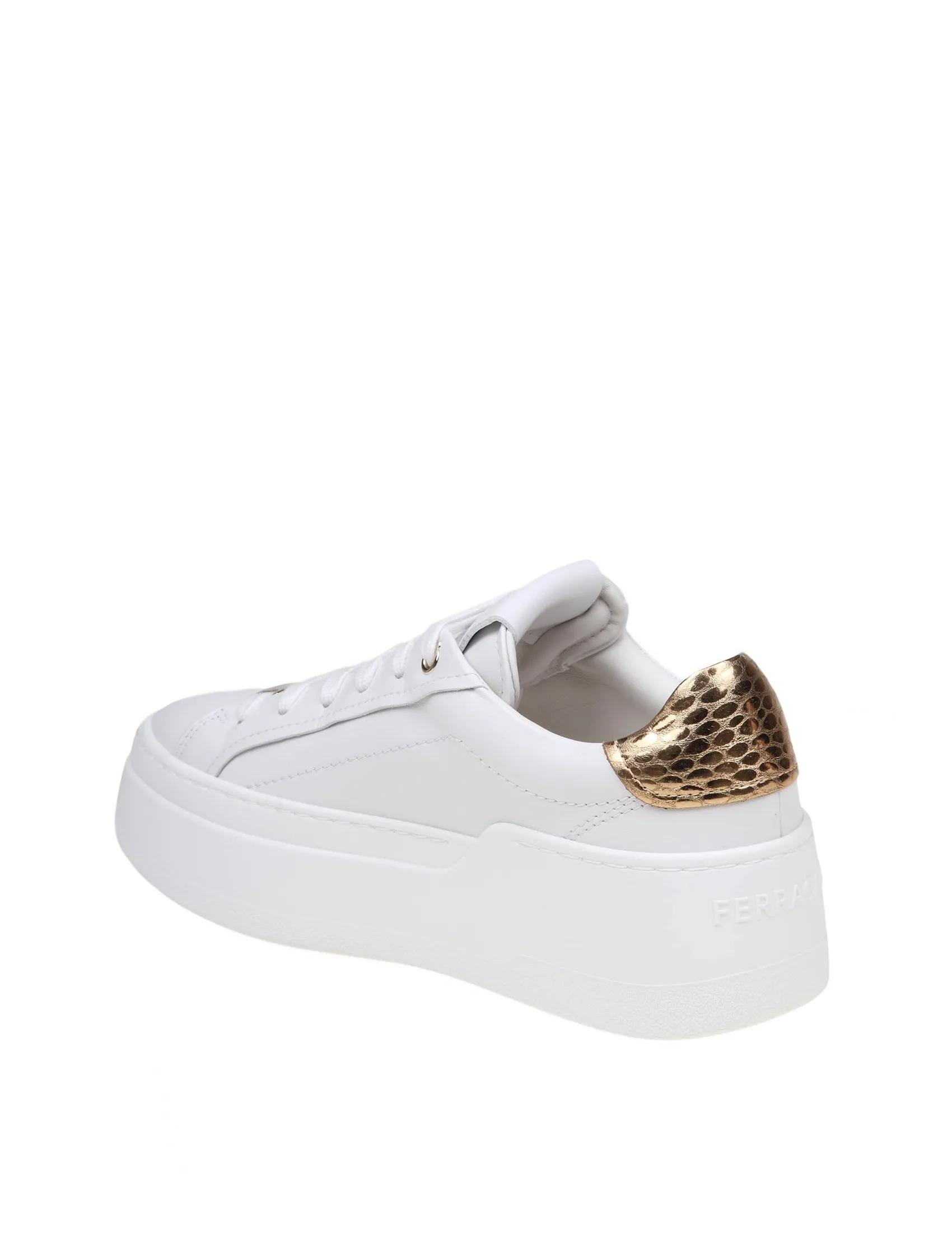 FERRAGAMO DAHLIA SNEAKERS IN WHITE LEATHER