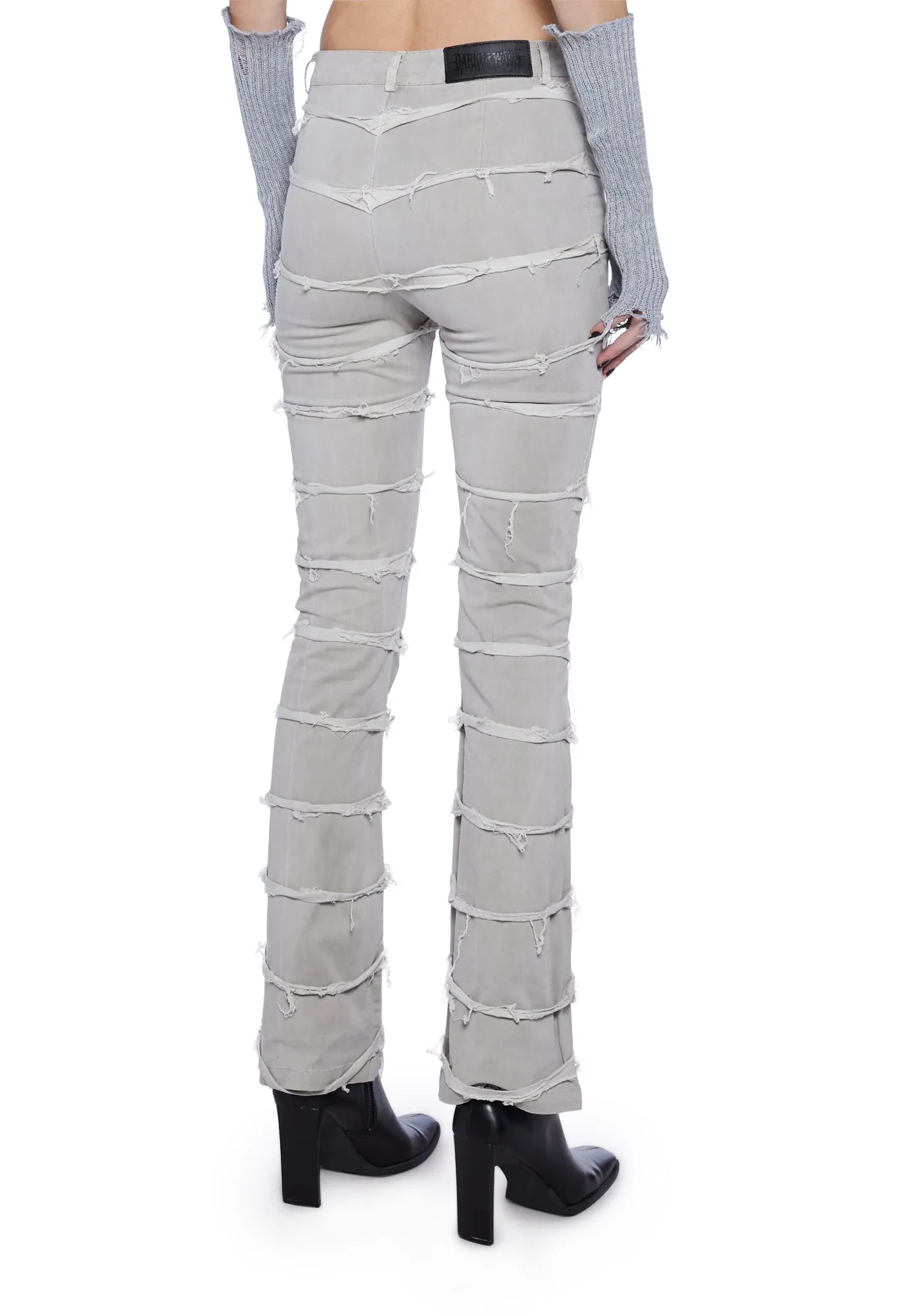 Filter Unisex Denim Jeans With Raw Edge Strips-