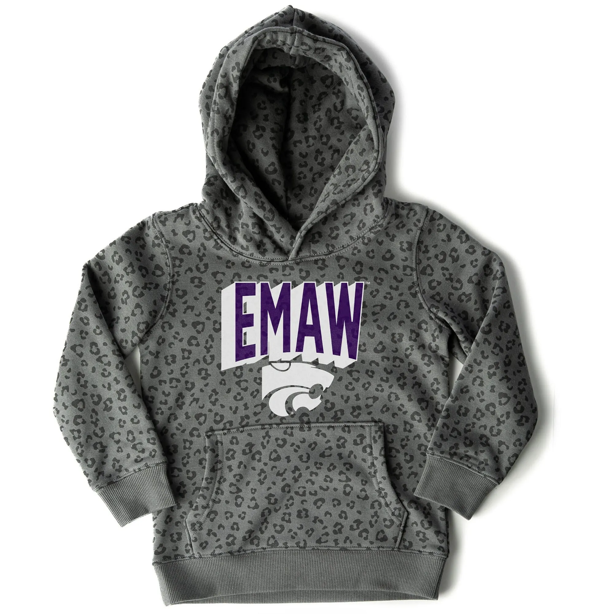 Gameday Couture  Kansas State Wildcats Girls Youth Black Running Wild Leopard Print Pullover Hoodie