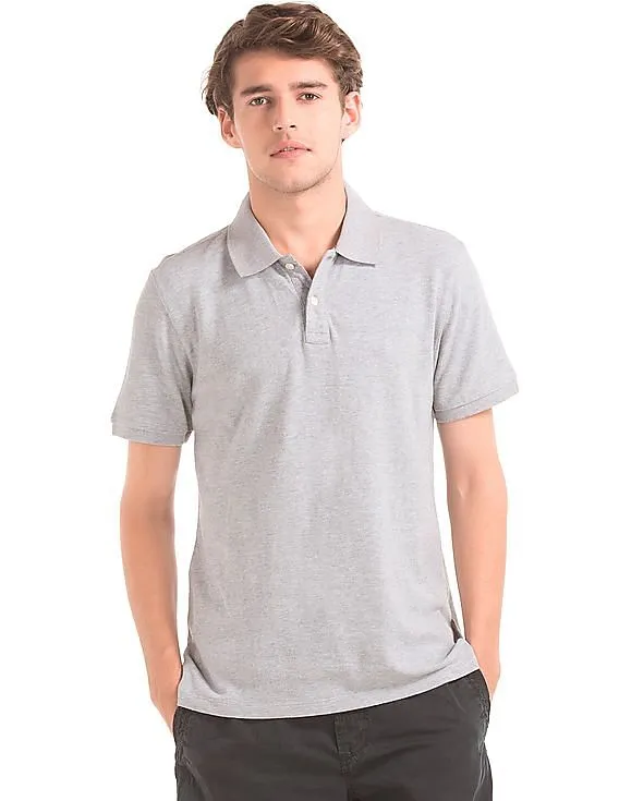 GAP Men Grey Solid Pique Polo