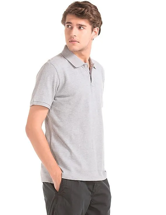 GAP Men Grey Solid Pique Polo