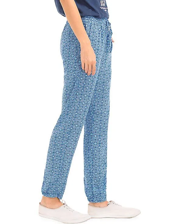 GAP Women Blue Summer Print Joggers