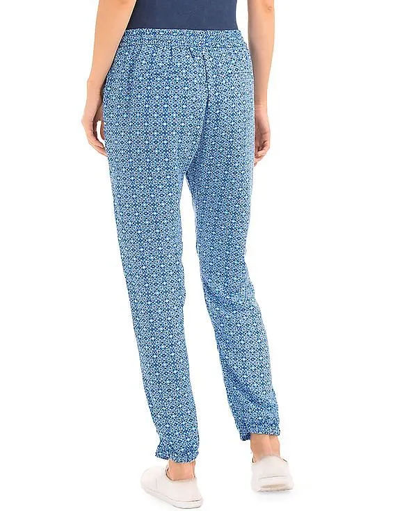 GAP Women Blue Summer Print Joggers