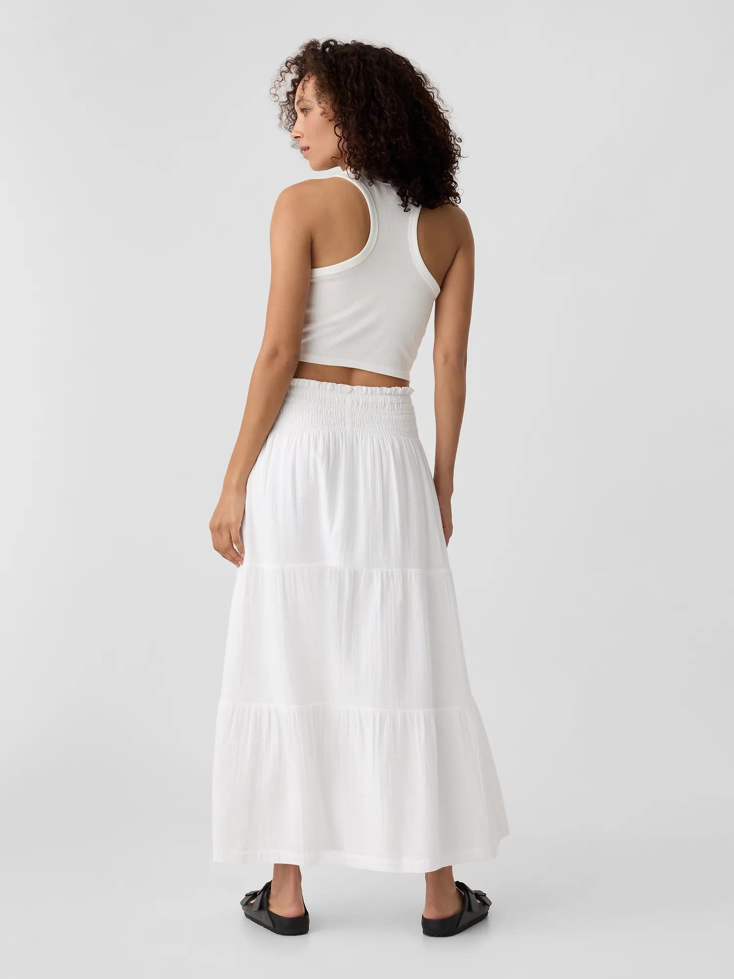 Gauze Smocked Maxi Skirt