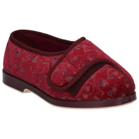 GBS Nola Extra Wide Fit Ladies Slipper Wine