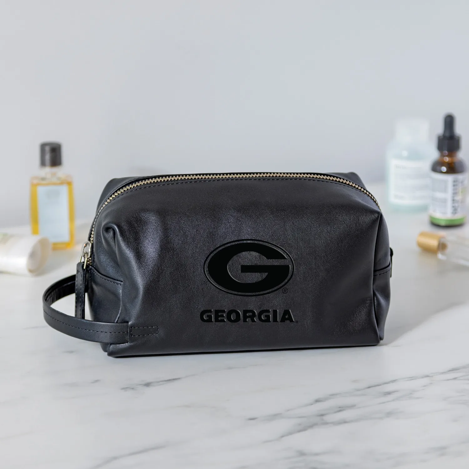 Georgia Bulldogs Hybrid Leather Lined Dopp Toiletry Bag