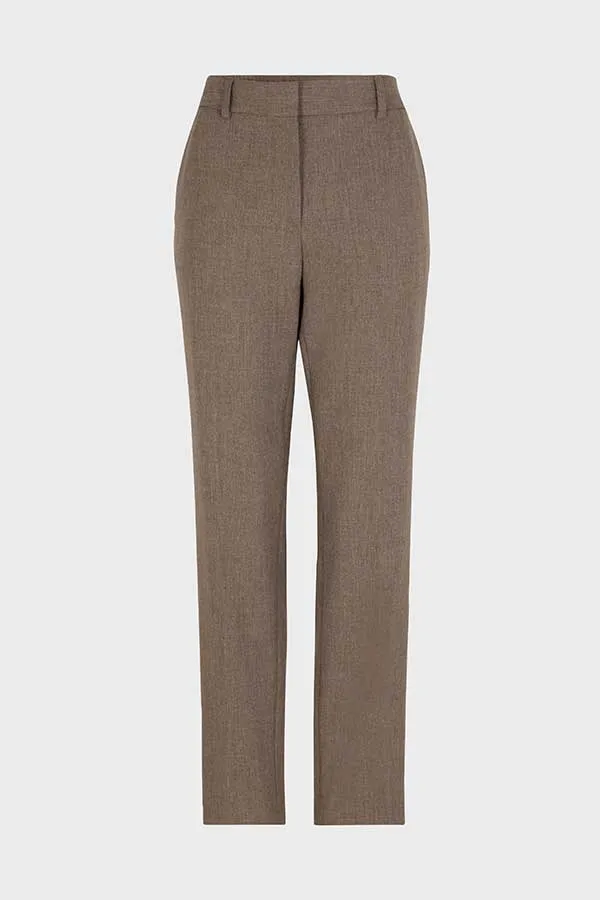 Gerard Darel EMANUELLA BROWN STRAIGHT 7/8 SUIT TROUSERS