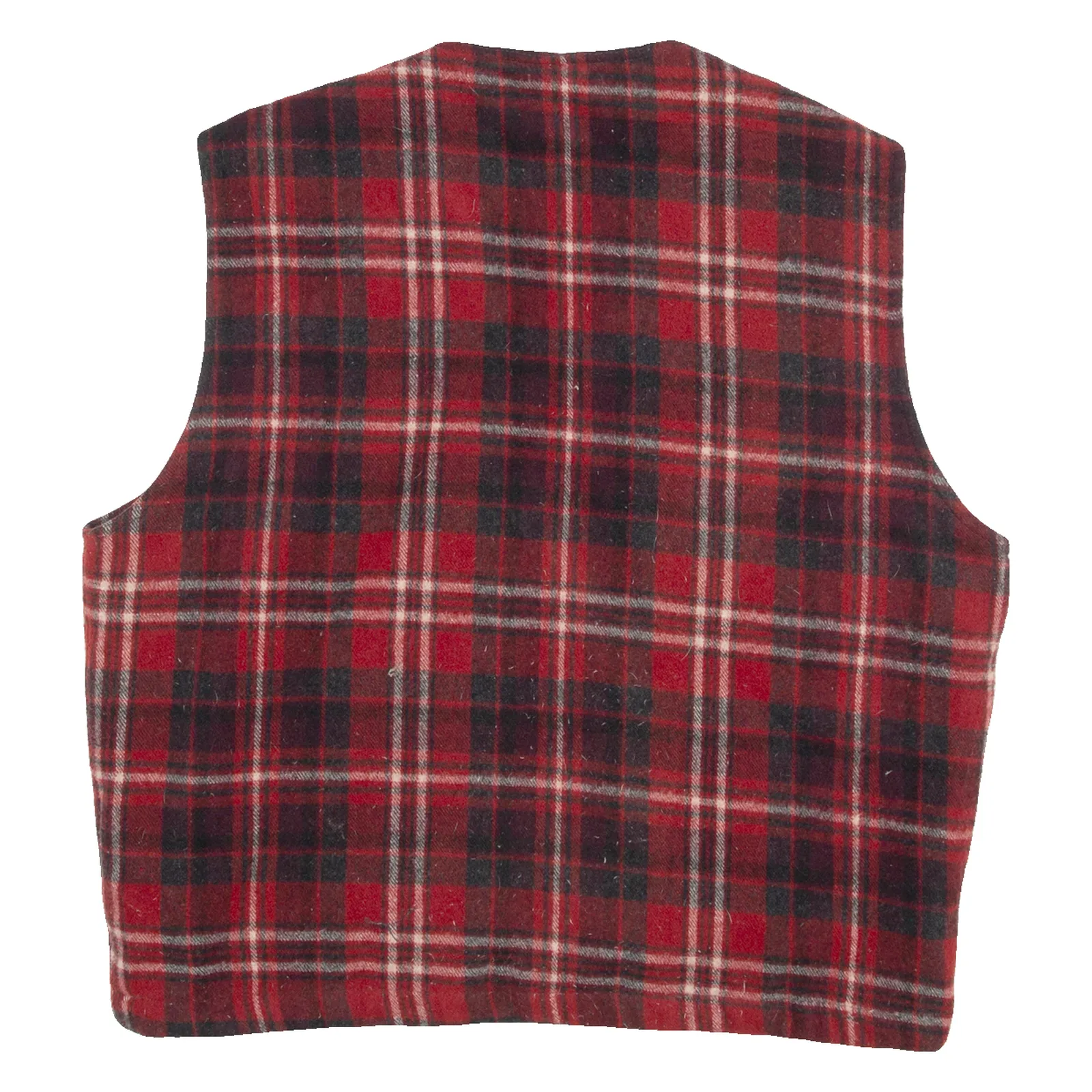 GIN TONIC Womens Quilted Waistcoat Red Wool 90s Plaid M