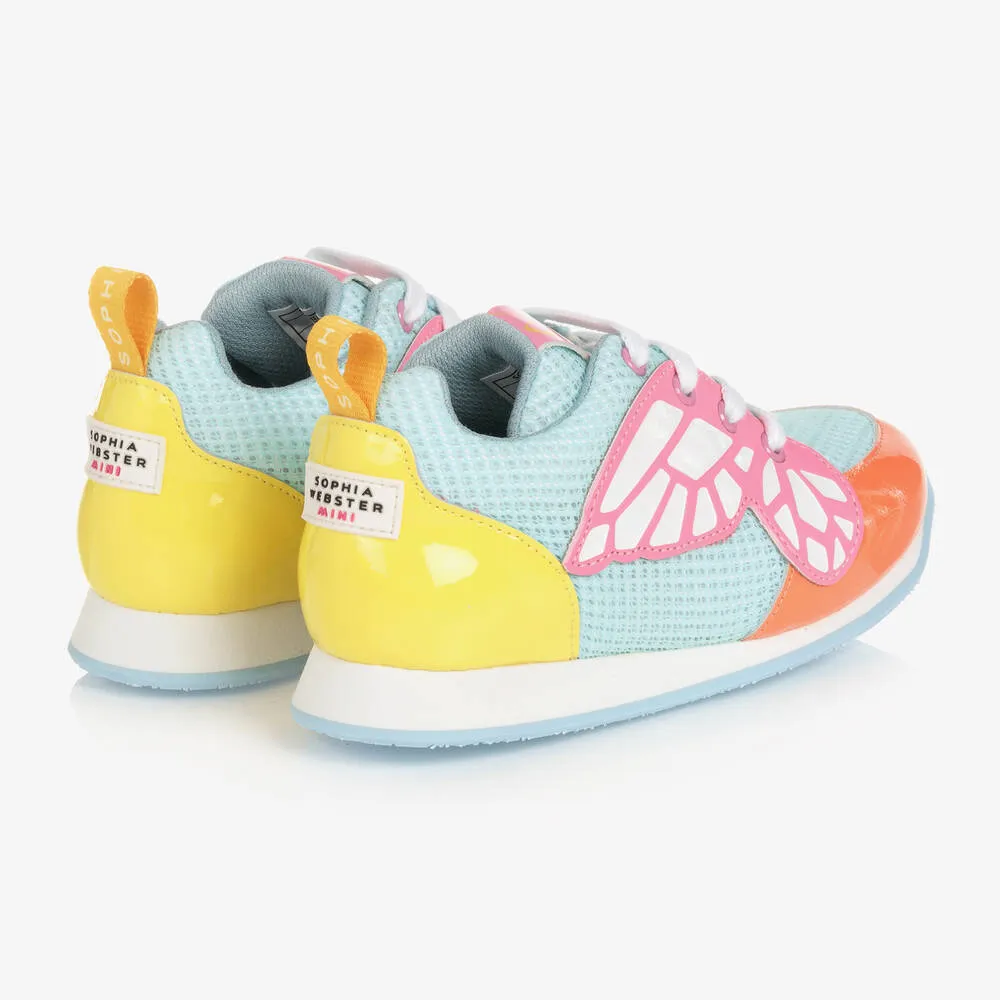 Girls Pink & Blue Butterfly Trainers